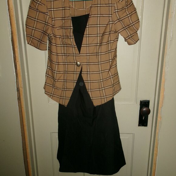 Vintage 2 pc top and skirt by Good Times size 12  Brown and Black - Picture 1 of 6